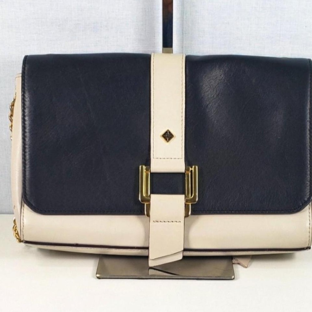 Antonio Melani black and cream leather crossbody bag - Picture 2 of 7